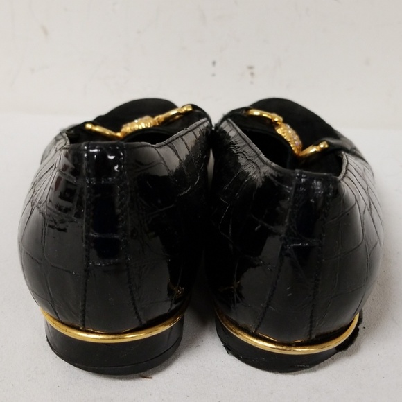 Brunella Black Crocodile Slip On Loafers Shoes 37 - Picture 4 of 8
